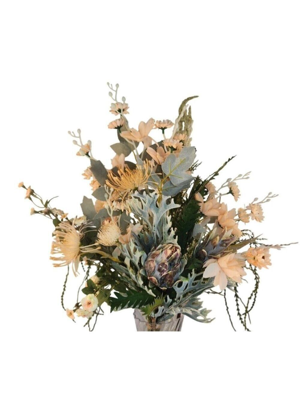 Silk Floral Arrangement Peach Beige Neutral 10 Stems Artificial Flowers